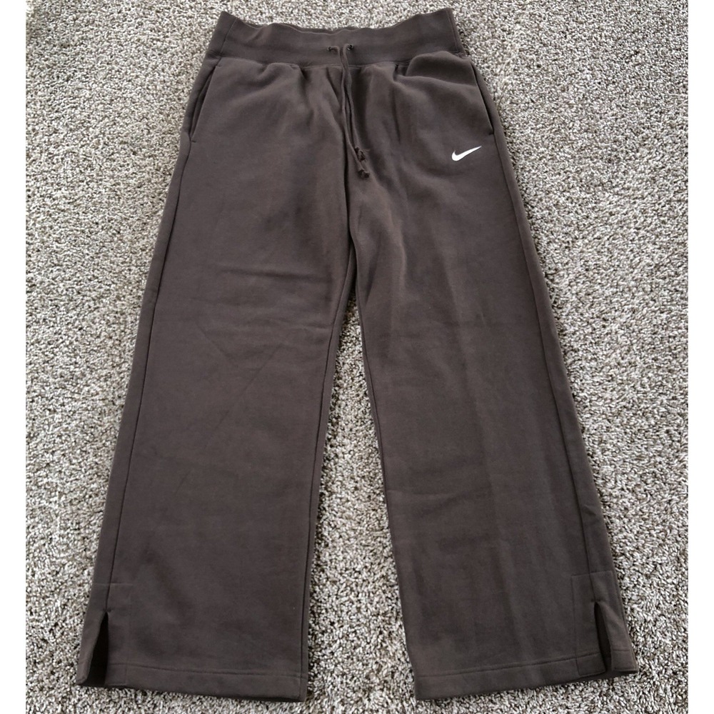Nike Sportswear Phoenix Fleece High Waisted Wide Leg Sweatpants Womens L Brown